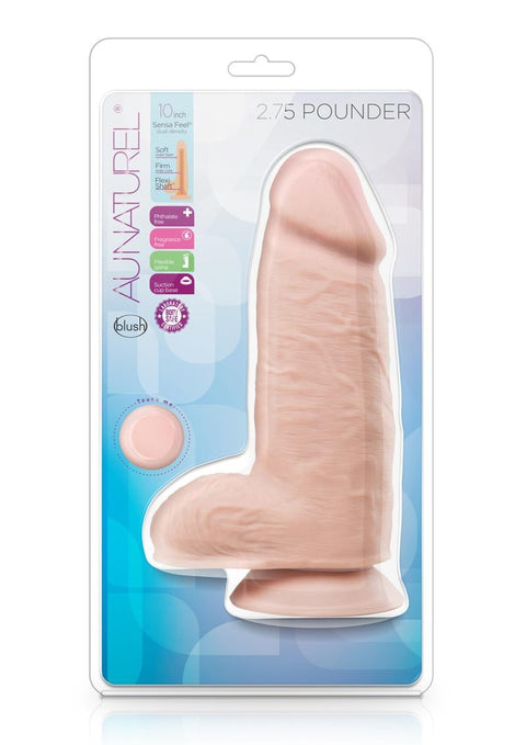 Au Naturel Pounder Dildo with Suction Cup - Flesh/Vanilla - 10in