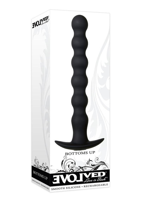 Bottoms Up Rechargeable Silicone Beaded Anal Vibrator - Black