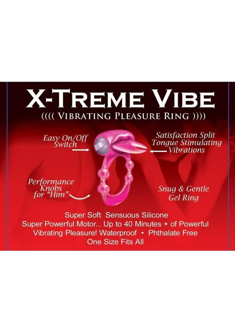 Forked Tongue Vibrating Silicone Cock Ring Waterproof - 0