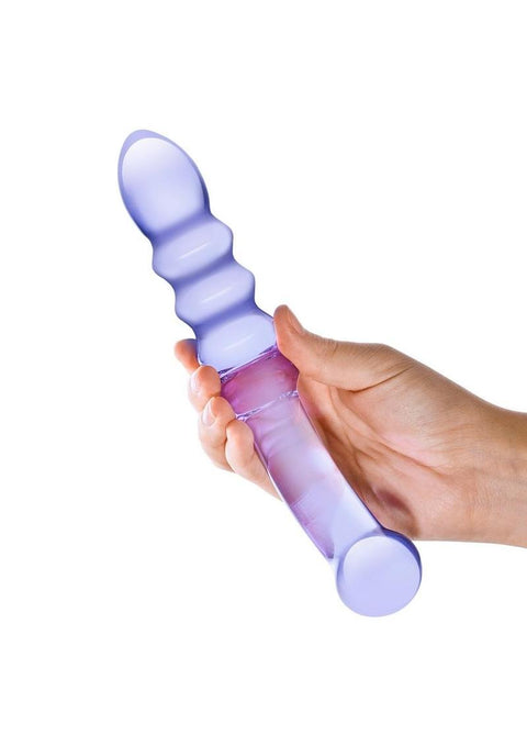 Glas Purple Rain Ribbed Dildo - 0