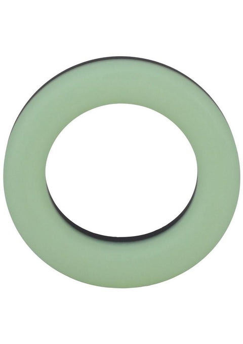 Rock Solid The Big O Glow In The Dark Silicone Cock Ring - Black/Glow In The Dark/Green