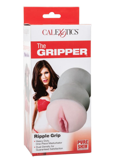 The Gripper Ripple Grip Dual Density Stroker - Pussy - Flesh/Vanilla