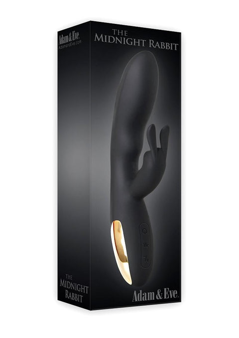 Adam and Eve The Midnight Rabbit Rechargeable Silicone Rabbit Vibrator - Black