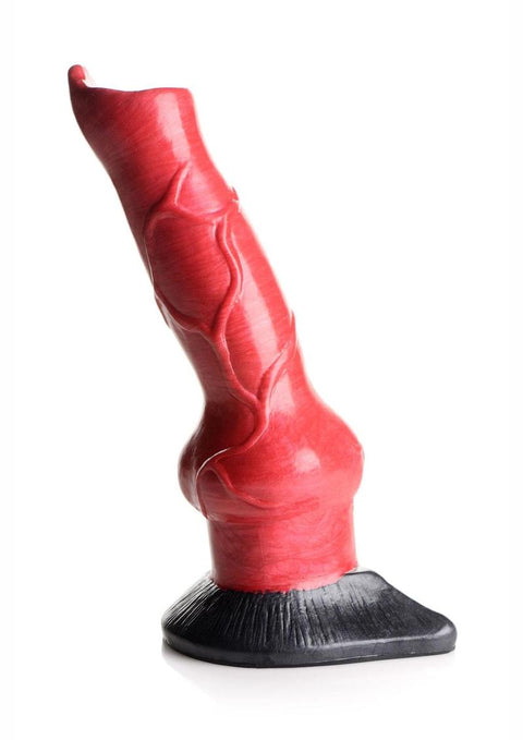 Creature Cocks Hell-Hound Canine Penis Silicone Dildo - Black/Red - 7.5in