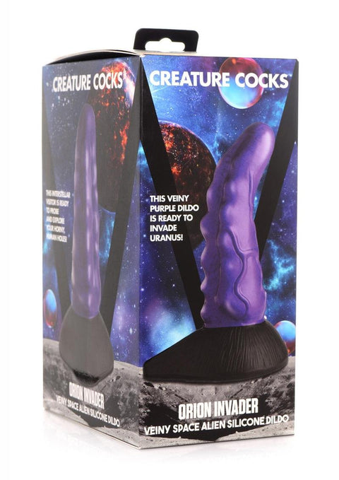 Creature Cocks Orion Invader Veiny Space Alien Silicone Dildo - Purple - 7.25in
