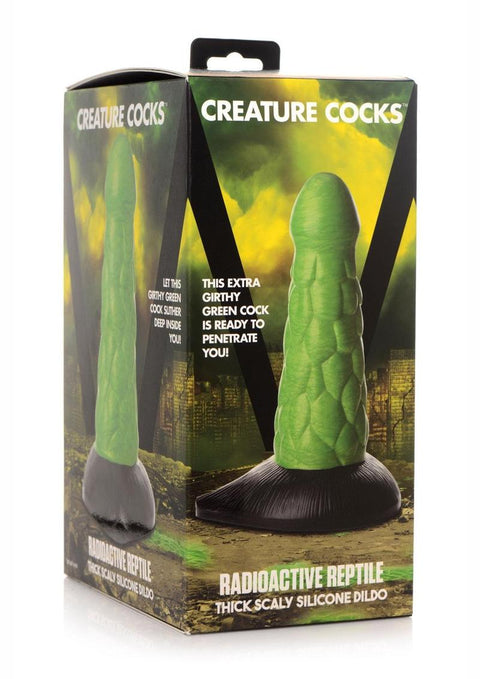 Creature Cocks Radioactive Reptile Silicone Dildo - Green - 7.5in