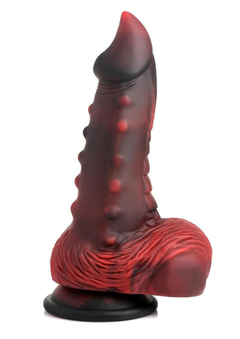 Creature Cocks Thick Nubbed Silicone Dildo - Black/Red
