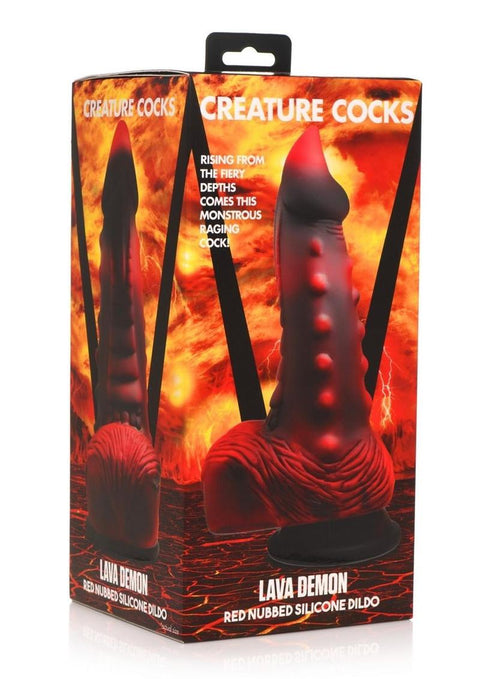 Creature Cocks Thick Nubbed Silicone Dildo - Black/Red