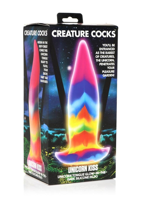 Creature Cocks Unicorn Tongue Glow In The Dark Silicone Dildo - Glow In The Dark/Multicolor/Rainbow