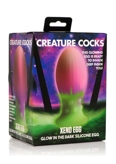 Creature Cocks Xeno Egg Glow In The Dark Silicone Egg - Glow In The Dark/Green/Pink - Large
