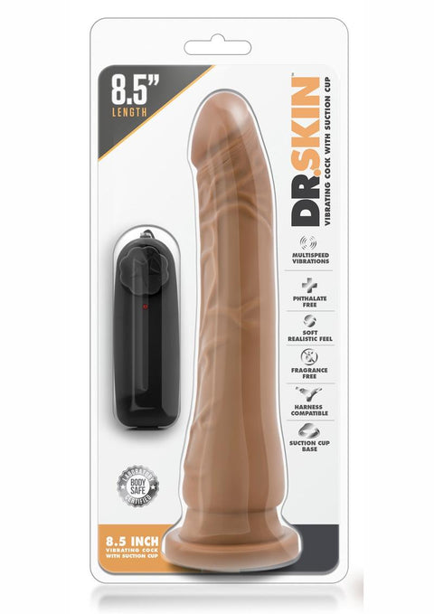 Dr. Skin Vibrating Cock with Suction Cup - Brown/Caramel - 8.5in