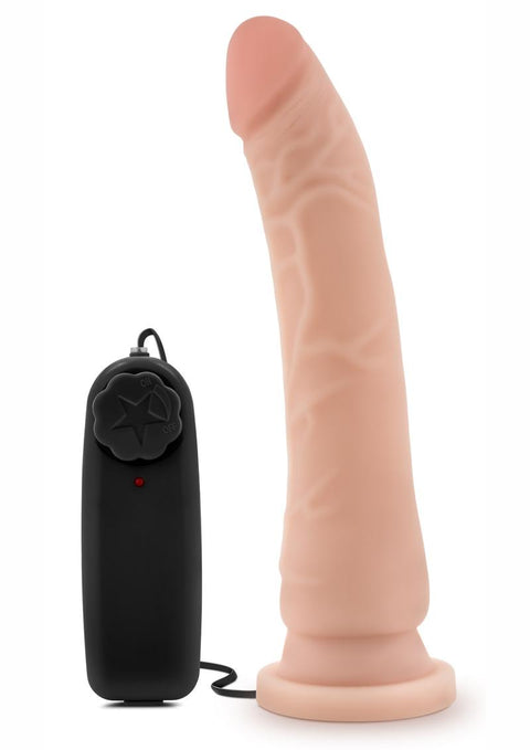 Dr. Skin Vibrating Dildo with Suction Cup - Flesh/Vanilla - 8.5in