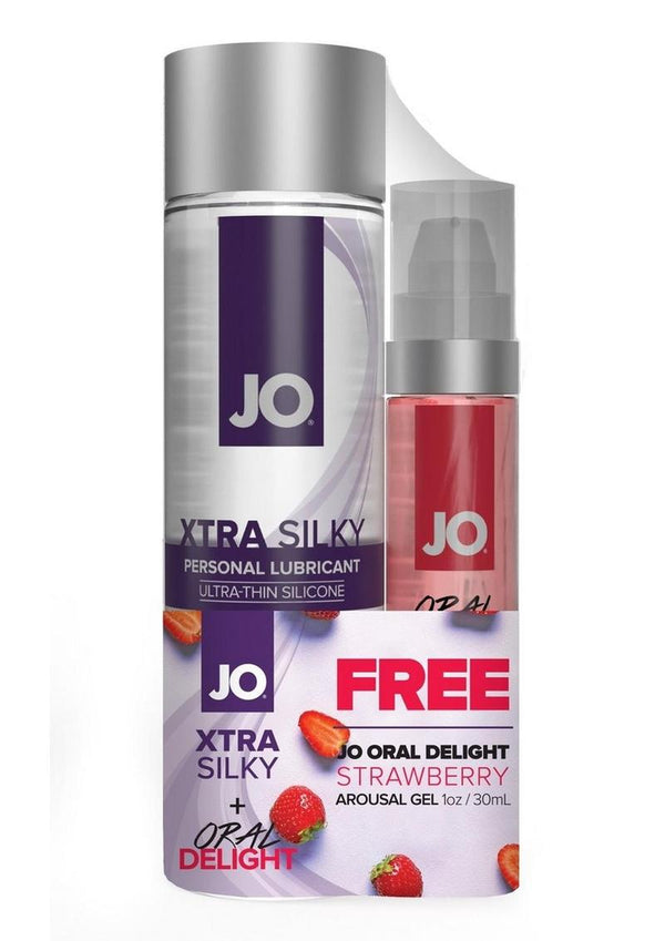 JO Gift with Purchase Xtra Silky Lubricant 4oz and Oral Delight Strawberry - 1