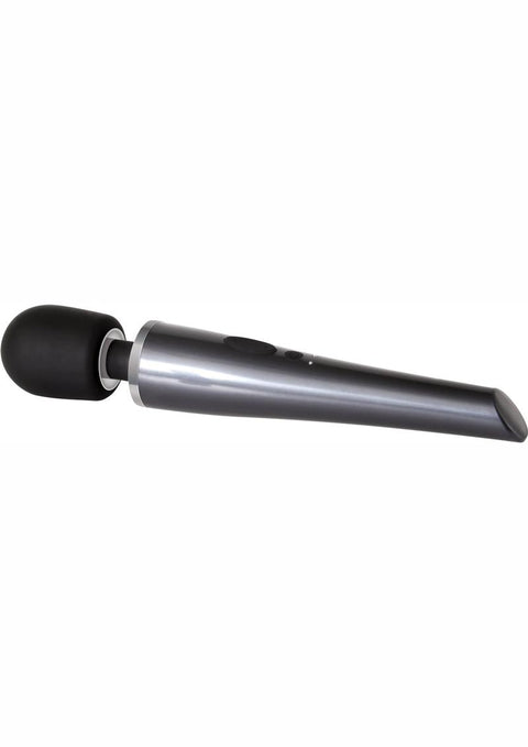 Mighty Metallic Wand Rechargeable Silicone Body Massager - Black/Metal