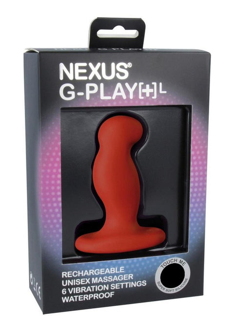 Nexus G-Play+L Rechargeable Silicone G-Spot and P-Spot Vibrator - Red - Large
