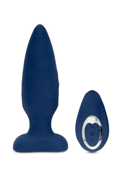 Nu Sensuelle Andii Rechargeable Silicone Plug with Roller Motion - Blue/Navy Blue