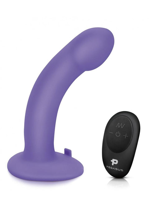 Pegasus Curved Realistic Peg Silicone Rechargeable Dildo with Remote Control - Purple - 6in