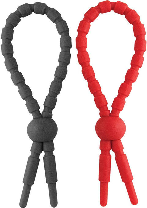 Ram Ultra Clinchers Silicone Cock Rings - Black/Red - 2 Each Per Pack