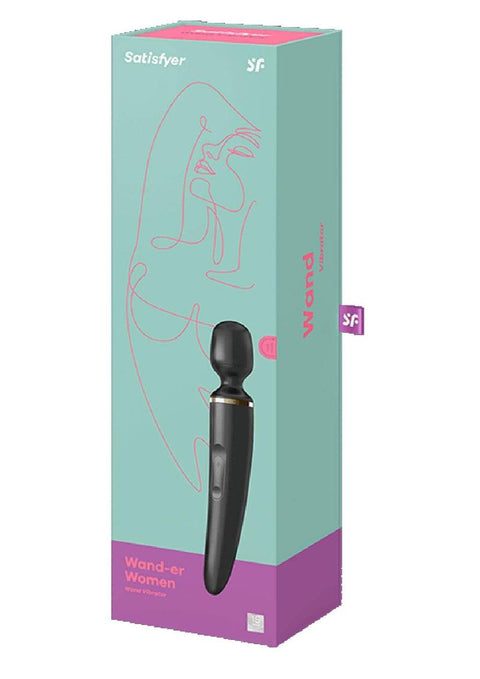 Satisfyer Wand-Er Woman USB Rechargeable Silicone Massager - Black/Gold - 13in
